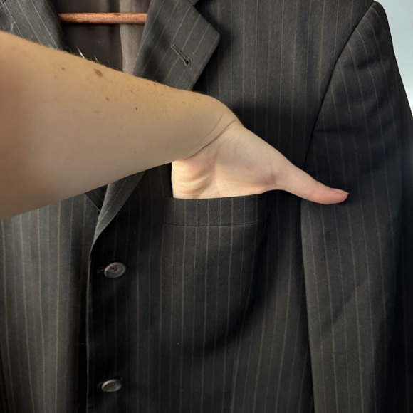 Burberry Charcoal Brown Pinstripe Suit Jacket Sports Coat - Picture 6 of 15